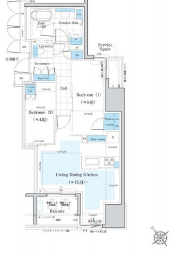 2LDKの間取りの画像