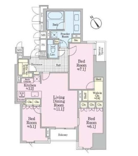 3LDKの間取りの画像